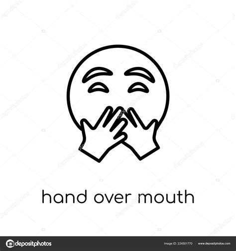 Hand Mouth Emoji Icon Trendy Modern Flat Linear Vector Hand Stock ...