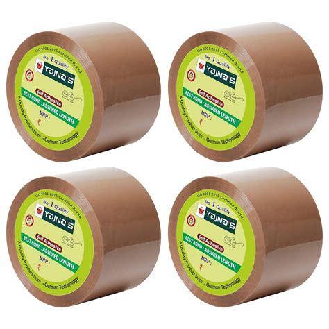 YAJNAS 72mm x 100 Meters, 3 inch, Pack of 4, Brown BOPP Self-Adhesive ...