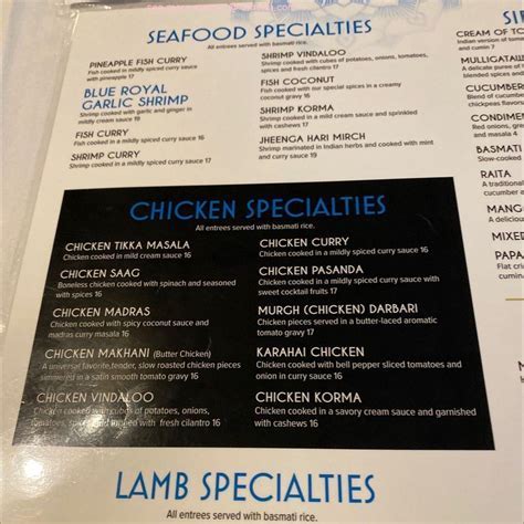 blue royal indian cuisine menu Android IOS V- 9.41