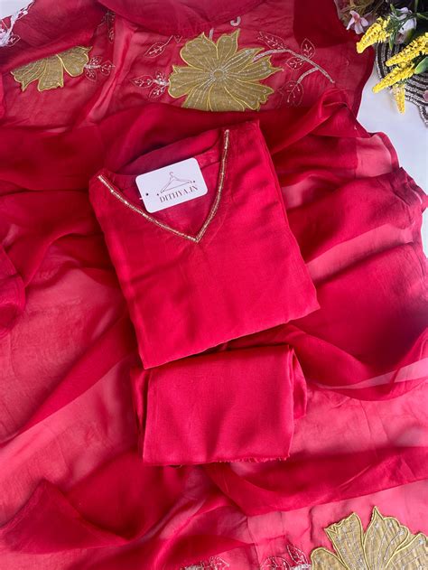 K468 - Crushed Mul Chanderi Appliqué work Anarkali with pants and dupa ...