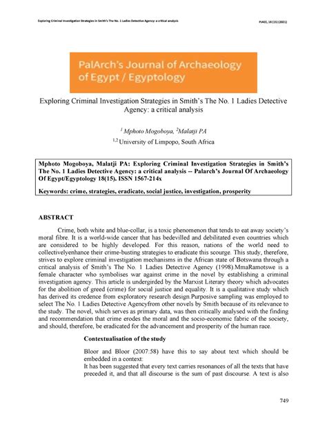 Ladies Detective Agency - Exploring Criminal Investigation Strategies ...