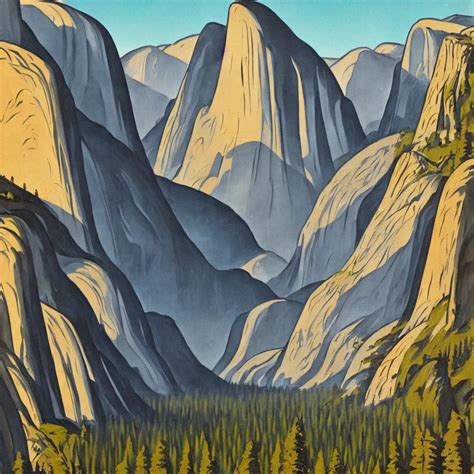 an art deco painting of yosemite valley, art deco 1 9 | Stable Diffusion
