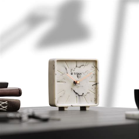 Buy Online Titan Contemporary Marble Texture Table Clock 12.5 x 12.5 cm ...