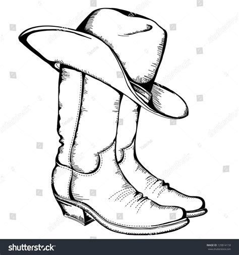 Cowboy Hat And Boots Drawings