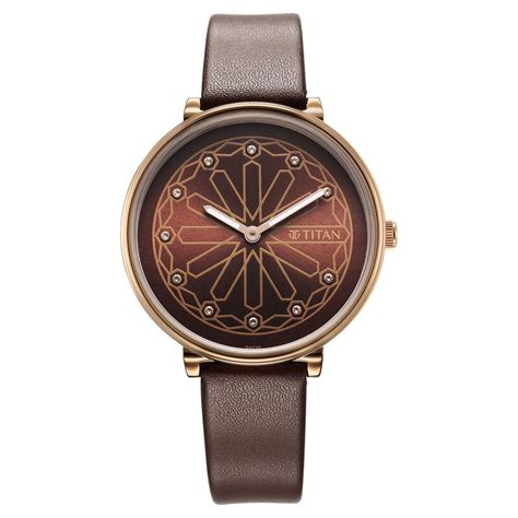 Buy Online Titan Marhaba Brown Dial Analog Leather Strap watch for ...