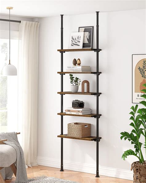 ALLZONE 5 Tiers Narrow Bookshelf, Tall Adjustable Ladder Book Shelf ...