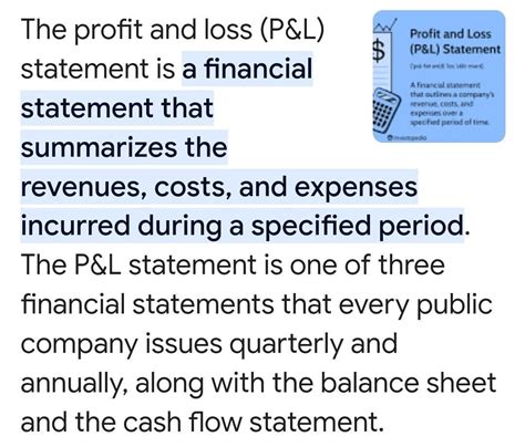 a profit and loss statement is a summary of a business's revenue and ...