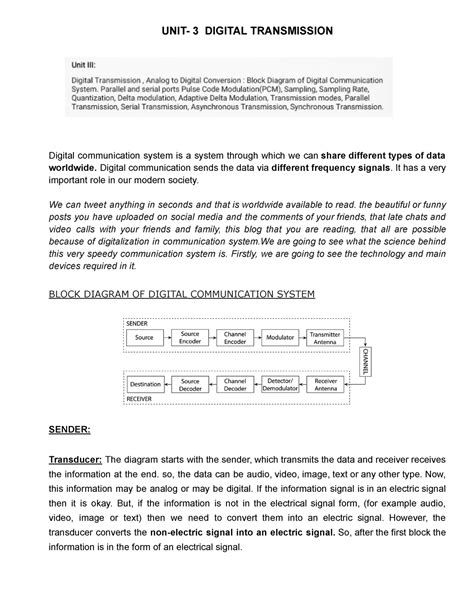 S2 DC unit-3 Digital Transmission - UNIT- 3 DIGITAL TRANSMISSION ...