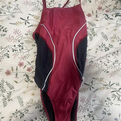 Red and black Speedo one piece swimsuit Size 28 No... - Depop