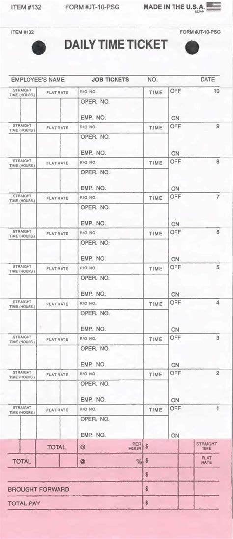 Buy Daily Time and Job Ticket - 10 Labels per Sheet (3-Part) (Form JT ...