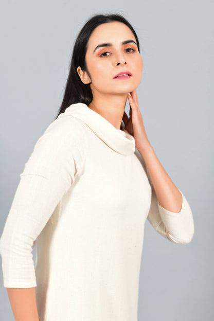 Glacier White | Cowl Neck Dress | Cashmere Cotton – Cotton Rack
