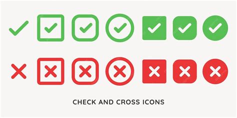 Green check and red cross icons in various styles check and cross ...