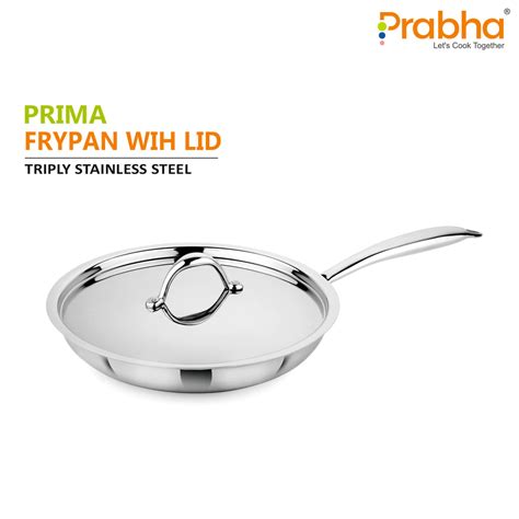 Prima Stainless Steel Triply Frypan With Lid For Home & Kitchen ...