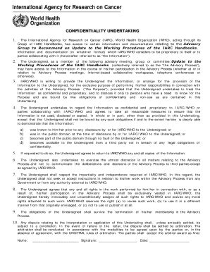 Fillable Online Confidentiality Undertaking Form (Form CIRC 96) - IARC ...