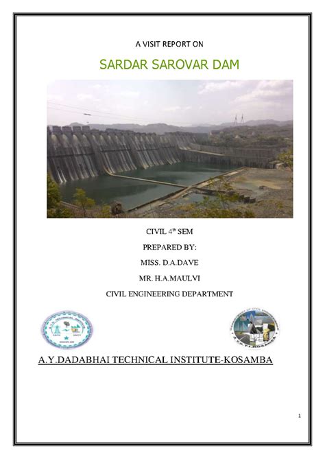 Sardar Sarovar Dam Visit Report - Civil Engineering 4th Sem - Studocu