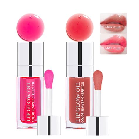 2 Colors Hydrating Plumping Lip Glow Oil Moisturizing Lip Oil ...