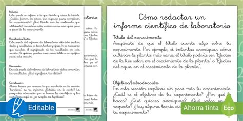 Ficha de actividad: Cómo redactar un informe de laboratorio científico