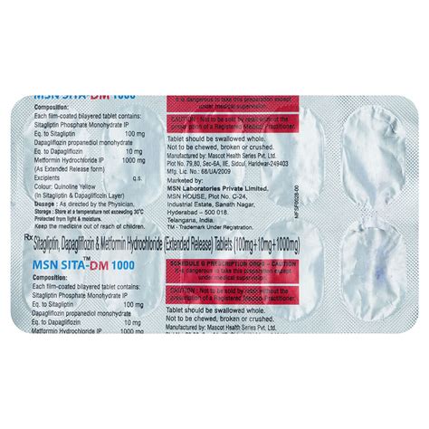 Msn Sita-DM 1000 Tab | Uses, Side Effects, Price | Apollo Pharmacy