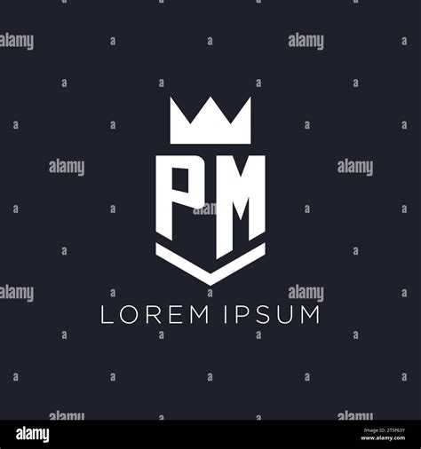 PM logo with shield and crown, initial monogram logo design ideas Stock ...