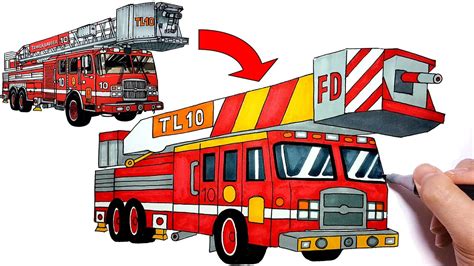 How to draw a FIRE TRUCK (Simplified) | Drawing and Coloring Pages ...
