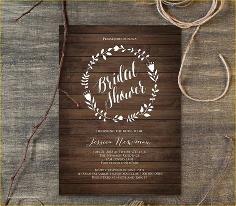 Free Printable Rustic Bridal Shower Invitation Templates Of Couples ...