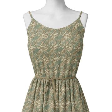 Pure Cotton Digital Printed Fabric - Green Floral Unstitched Fabric ...