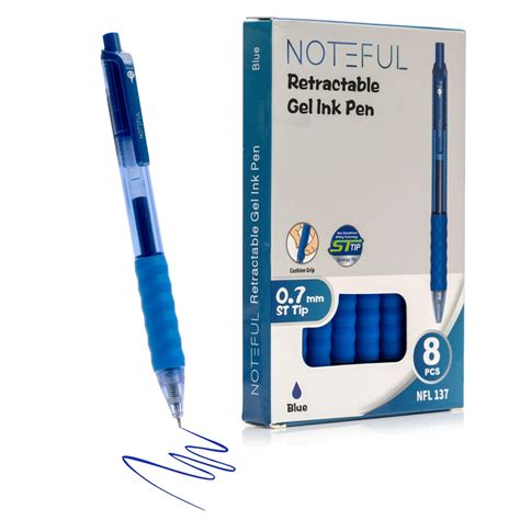 Noteful Retractable Gel Ink Pen – 0.7mm ST Tip, Quick-Dry & Smudge-Fre