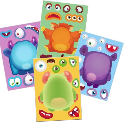 Buy Happy Storm Halloween Monster Stickers Halloween Party Games for ...