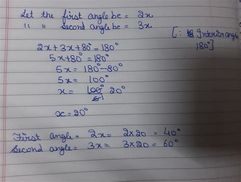 No.1:- Two angles of a triangle are in the ratio 2:3 and its 3rd angle ...