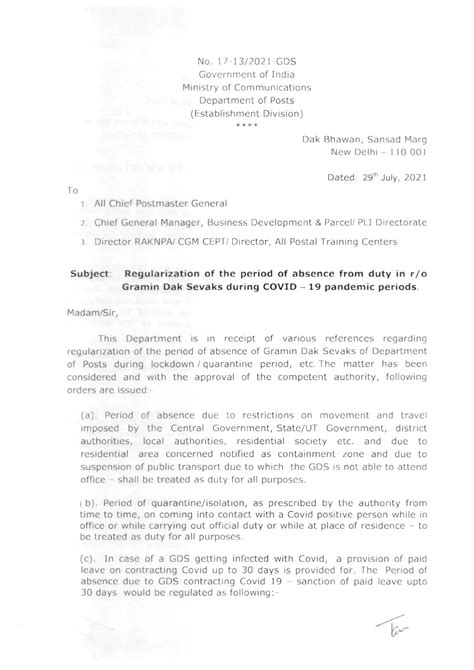 Regularization of the period of absence from duty in respect of Gramin ...
