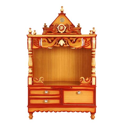 Divine Home Medium Pooja Mandir for Home - Teak Gold – DZYN Furnitures