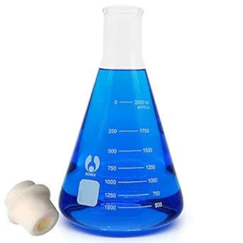 Glass Flask Erlenmeyer Flask Set Narrow Mouth 2000ml Graduated Flasks ...