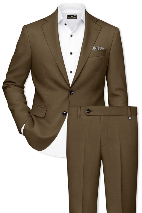 Tortilla Brown Plain-Solid Premium Wool Blend Single Breasted Blazers ...