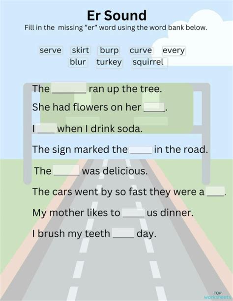 Words with Er Sound. Interactive worksheet | TopWorksheets