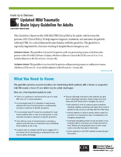 Tbi clinicians factsheet-a - Heads Up to Clinicians: Updated Mild ...