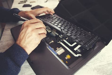 Laptop Keyboard Disassembling Stock Image - Image of engineer ...