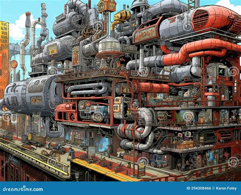 Manga World of Hustle and Bustle Stock Illustration - Illustration of ...