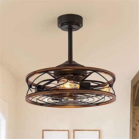 Buy TIFEROR Caged Ceiling Fan With Light, 20 in Bladeless Remote ...