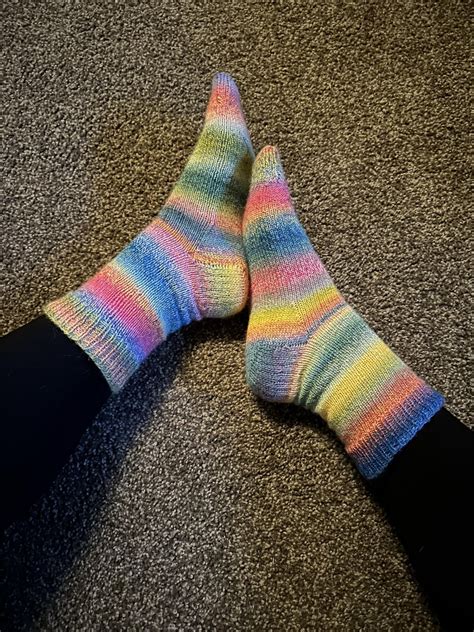 First pair of socks!! Crazy sock lady vanilla pattern. Finished the ...
