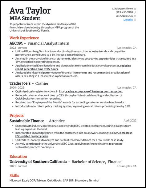 MBA Application Resume Format 的图像结果