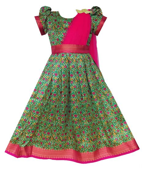 My Lil Princess Kids Pattu Half Saree Green Dress for Girls_16_2-3 ...
