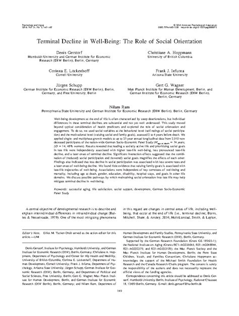 Notes - Terminal Decline in Well-Being: The Role of Social Orientation ...