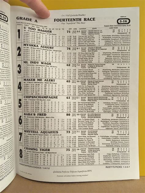 Greyhound Racing Program: 2001 Tampa dog track, FULL SIZE, Beautiful ...