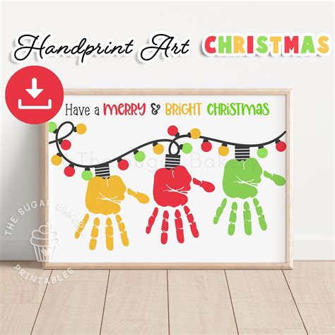 Handprint Christmas Lights Printable Merry Bright Christmas Lights ...