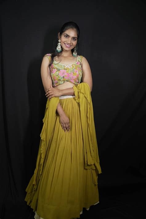 Mehendi Green Floral Lehenga Set – By Taruni Srigiri