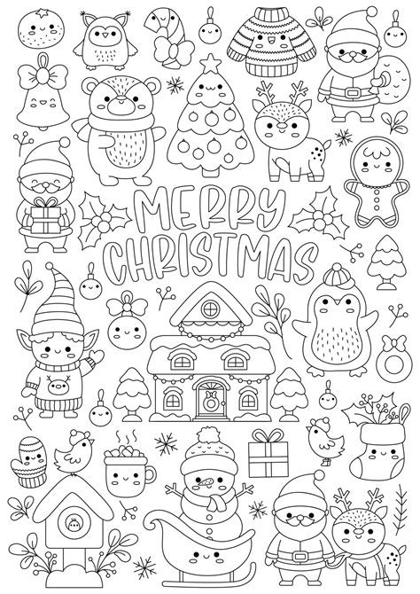 Cute Kawaii Christmas Coloring Pages Coloring Pages