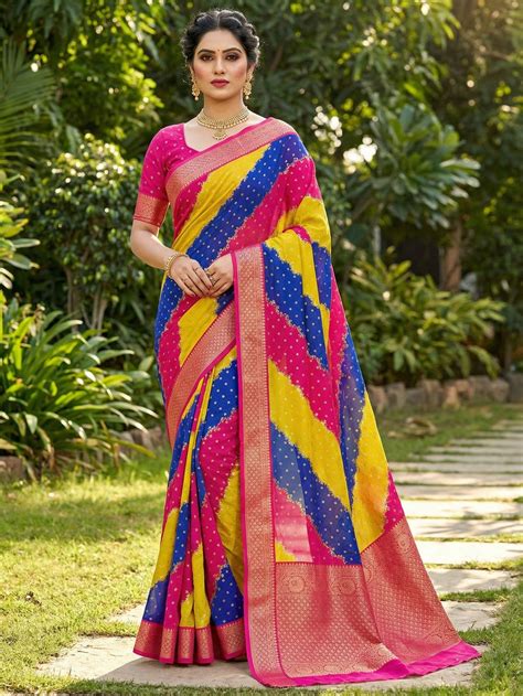 Soft Georgette Multicolor Saree with Stylish Stripes and Zari Border
