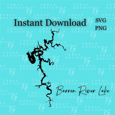 Barren River Lake Map SVG, PNG, Instant Digital File Download High ...