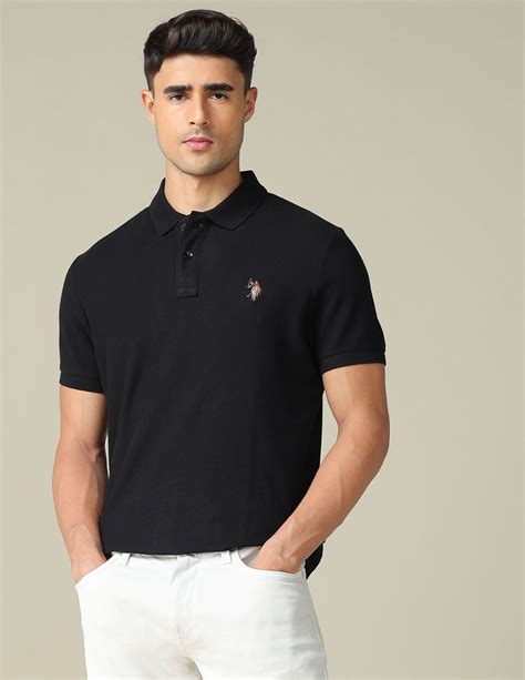 Buy Pure Cotton Muscle Fit Polo Shirt Black|U.S. Polo Assn. India – U.S ...