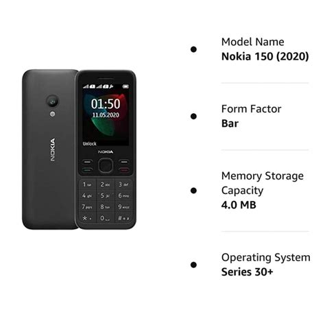 Nokia 150 Dual Sim Keypad Mobile, Wireless FM radio, Bluetooth, MP3 ...